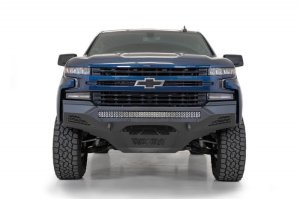 Chevrolet Silverado 1500 Bumper - Front - Addictive Desert Designs - Stealth Fighter - Hammer Black with Satin Black panels - `19-`21